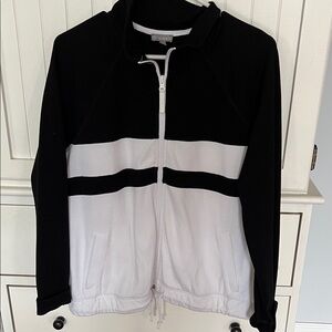 Talbots Black and White Zip-Up Jacket M